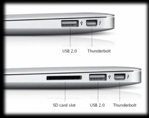 The Air is the only one of the two that comes with an SD card slot.