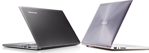 The Lenovo U300S (on the left) and the Asus Zenbook UX31 (right)