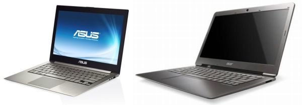 The Asus UX31 (on the left) and the Acer S3 (on the right).