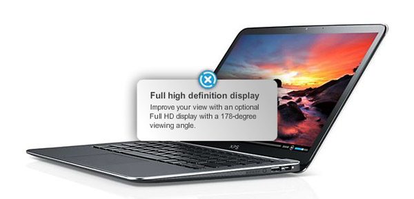 The Dell XPS 13 is now offered with a 13.3 inch IPS Full HD screen