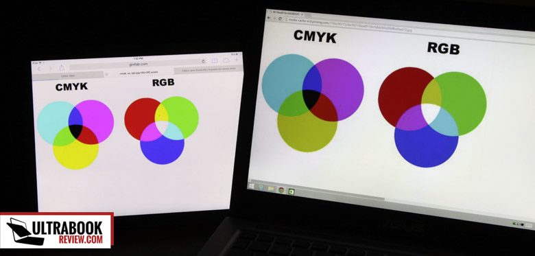 CMYK and RGB colors - iPad Air (left) vs Zenbook UX 303LN (right)