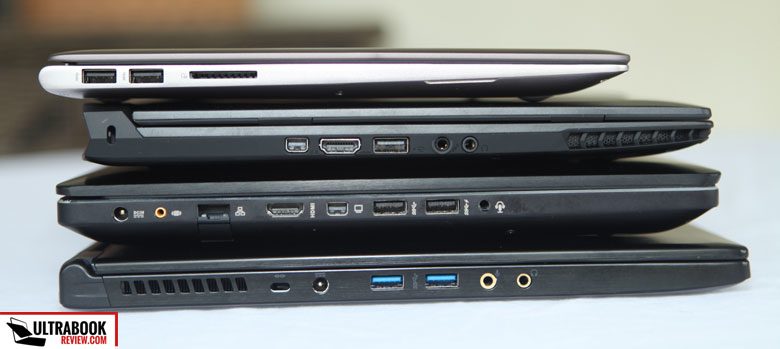 Vs rivals: Asus Zenbook UX303LN, Gigabyte Auros X3 Plus, Asus N550JK, MSI GS60 (from top to bottom)