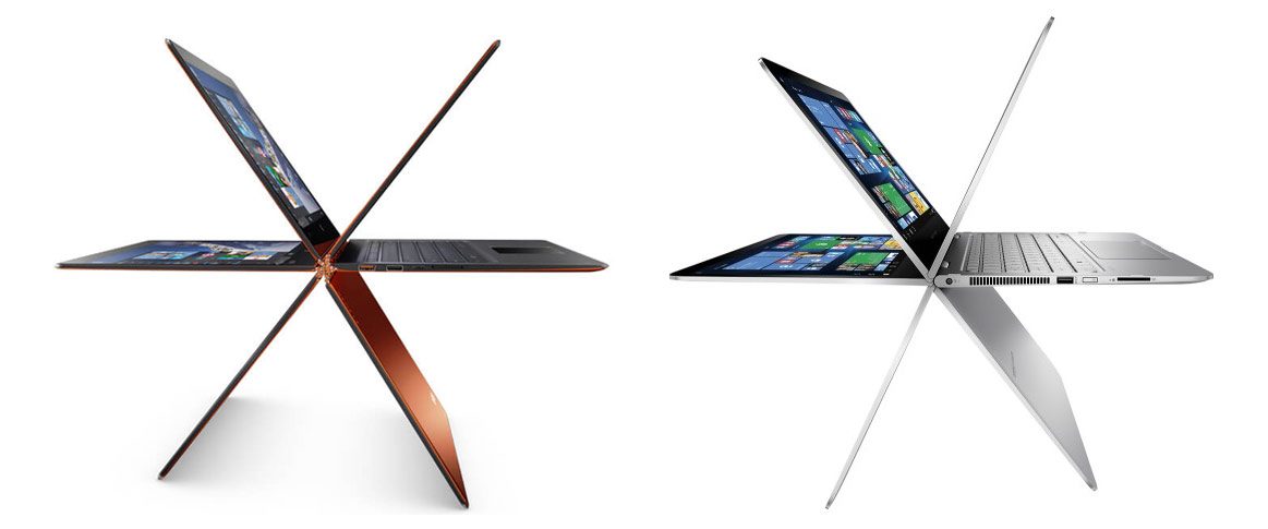 The Yoga 900 (left) and the Spectre X360 (right) are similar in many ways, so it's going to be difficult to choose one over the other
