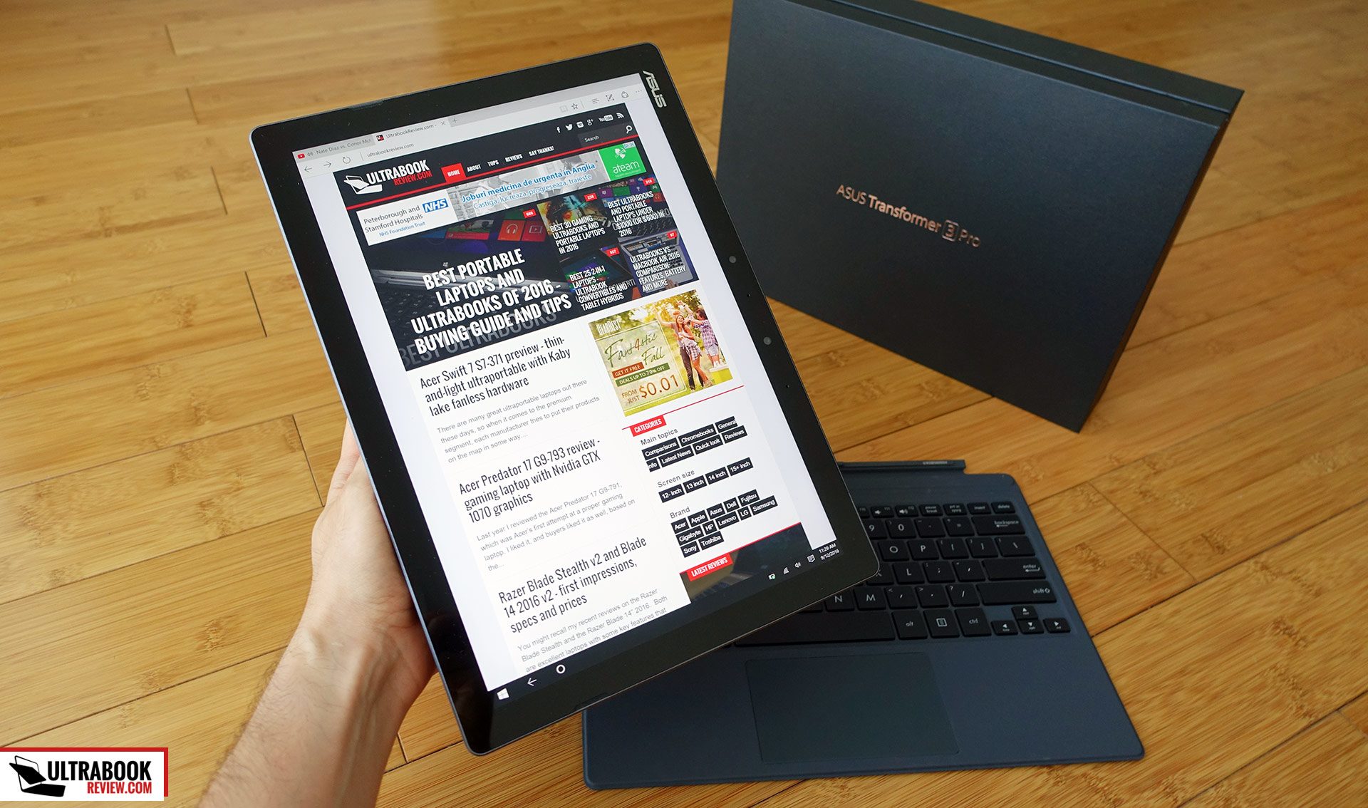 The Asus Transformer 3 Pro is primarily a tablet, with a secondary laptop role with the help of the included Keyboard Folio