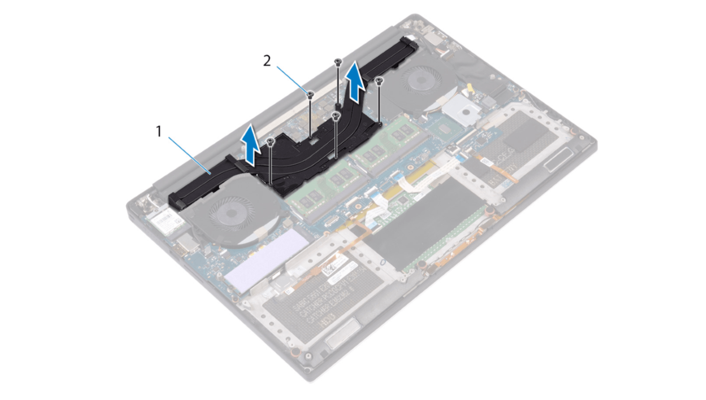 The XPS 15 9570 Service Manual shows a cooling system with no visible changes.