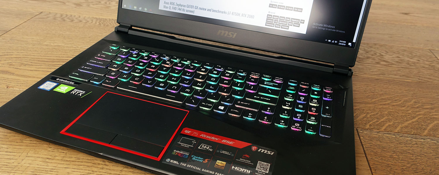 MSI GE75 Raider 8SE review and benchmarks (i7-8750H, RTX 2060, 144 Hz FHD screen)