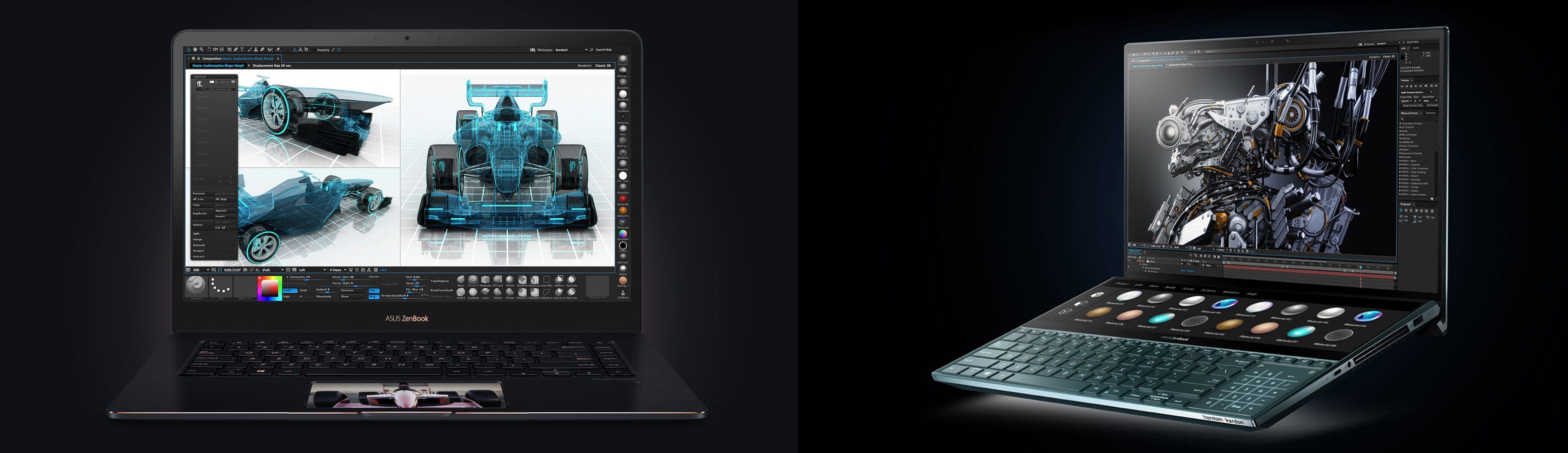 2018 ZenBook Pro (left) vs 2019 ZenBook pro Duo (right)