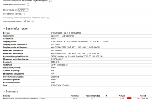 screen xrite reprot calibrated