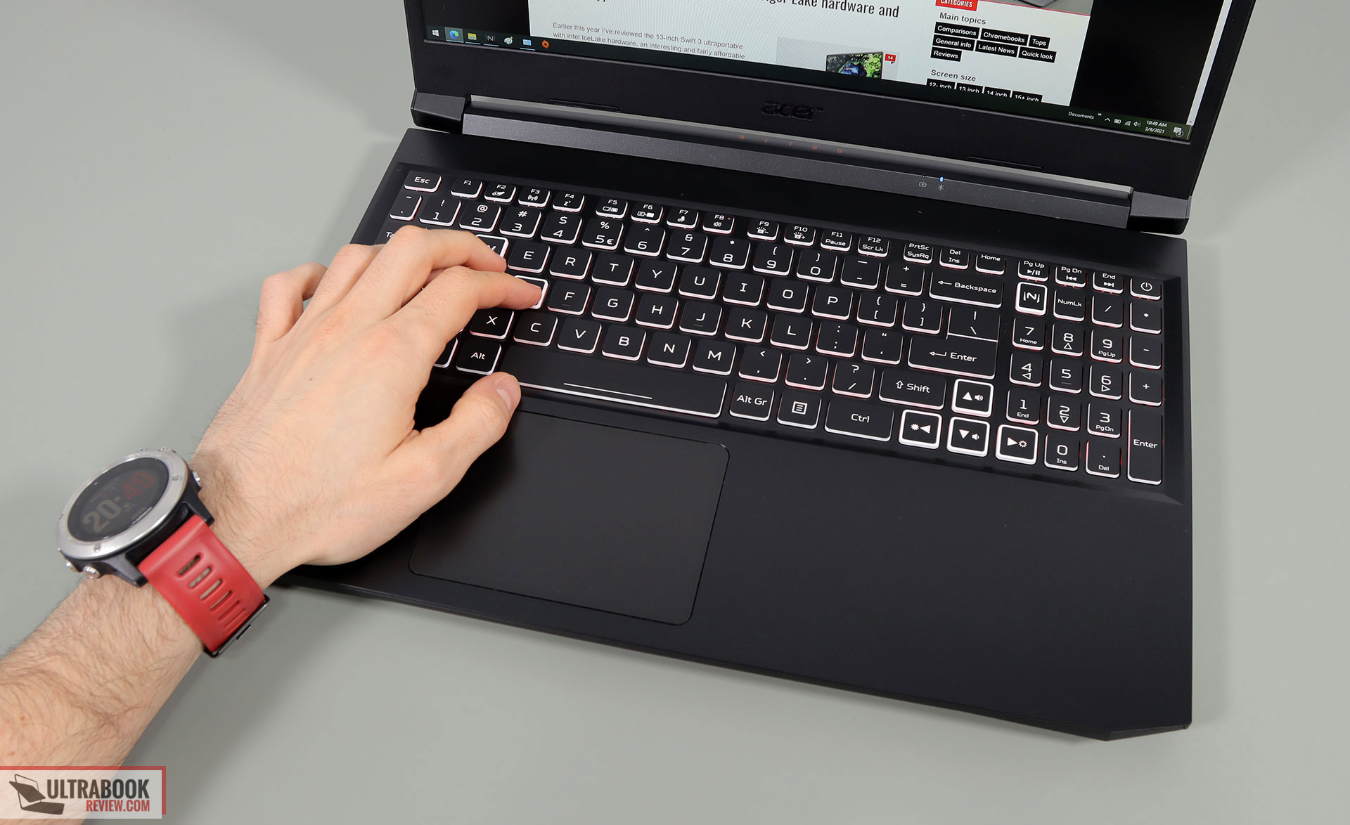 2021 Acer Nitro 5 keyboard and clickpad