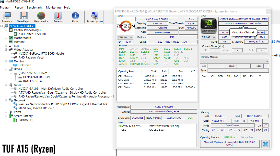 Asus TUF Gaming A15 FA506QM (R7 5800H, RTX 3060) vs F15 FX506HM (i7-11800H,  RTX 3060) review comparison
