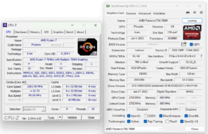 cpuz gpuz ryzen7 7840U