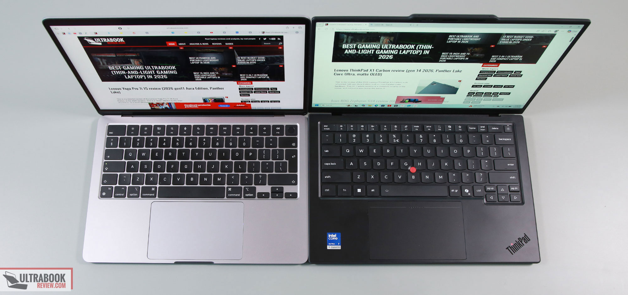 Lenovo ThinkPad X1 Carbon vs. MacBook Air, ThinkPad T14 and T14s, Yoga 9i 2-in-1, Zenbook S14 thinkpad x1carbon macbookair keyb